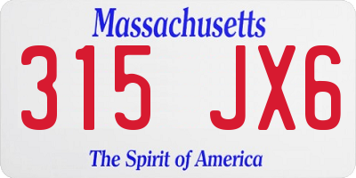 MA license plate 315JX6