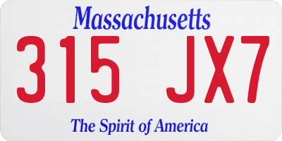 MA license plate 315JX7