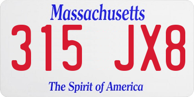 MA license plate 315JX8
