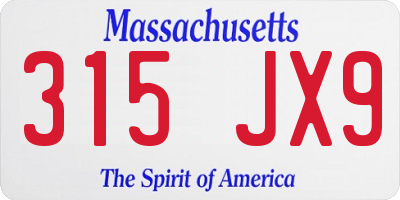 MA license plate 315JX9