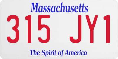 MA license plate 315JY1