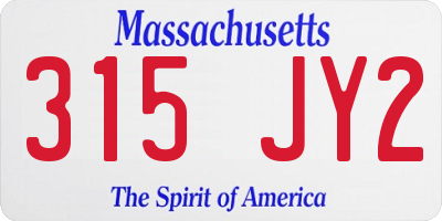 MA license plate 315JY2