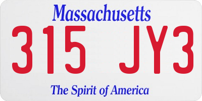 MA license plate 315JY3