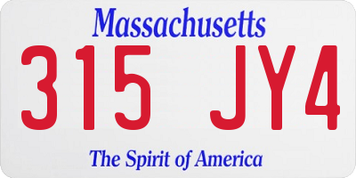 MA license plate 315JY4