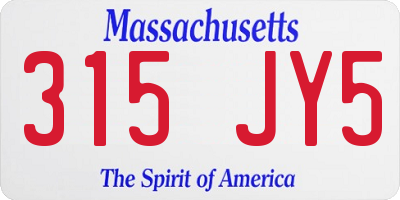 MA license plate 315JY5