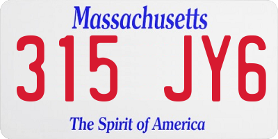 MA license plate 315JY6