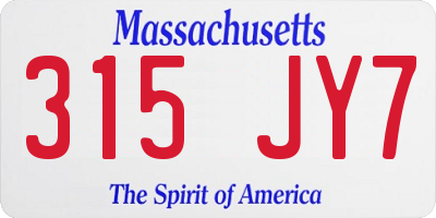 MA license plate 315JY7