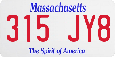 MA license plate 315JY8