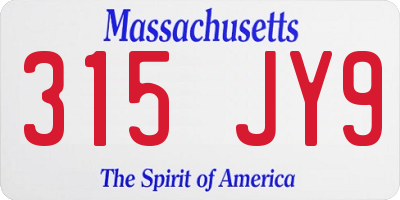 MA license plate 315JY9