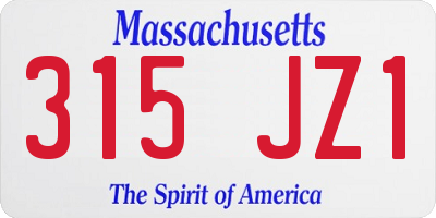 MA license plate 315JZ1