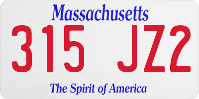 MA license plate 315JZ2