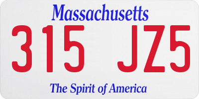 MA license plate 315JZ5