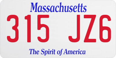 MA license plate 315JZ6