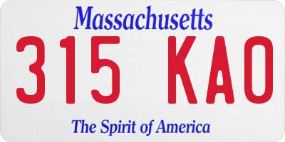 MA license plate 315KA0
