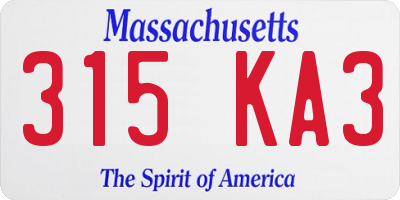 MA license plate 315KA3