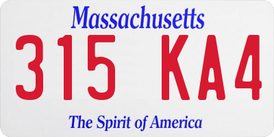MA license plate 315KA4