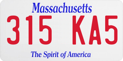 MA license plate 315KA5