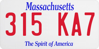 MA license plate 315KA7