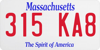MA license plate 315KA8