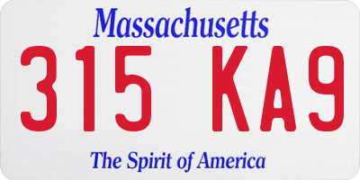 MA license plate 315KA9