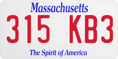 MA license plate 315KB3