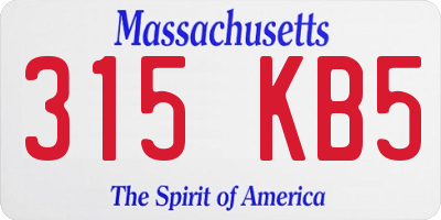 MA license plate 315KB5