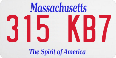 MA license plate 315KB7