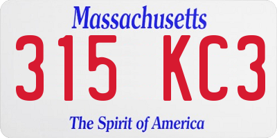 MA license plate 315KC3