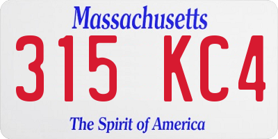 MA license plate 315KC4