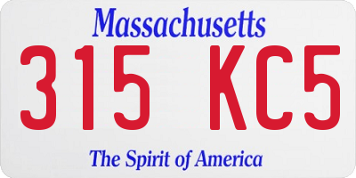 MA license plate 315KC5