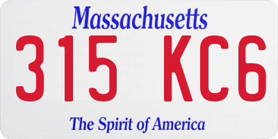 MA license plate 315KC6