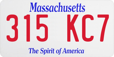 MA license plate 315KC7