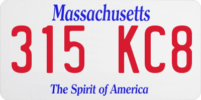 MA license plate 315KC8