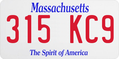 MA license plate 315KC9