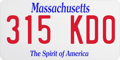 MA license plate 315KD0