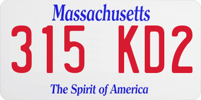 MA license plate 315KD2