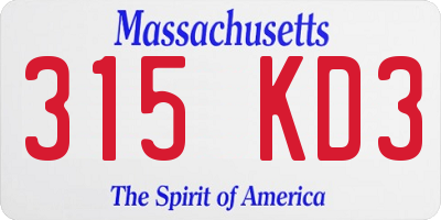 MA license plate 315KD3
