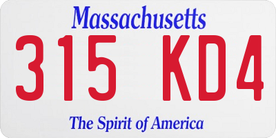 MA license plate 315KD4
