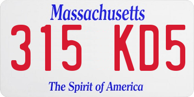 MA license plate 315KD5