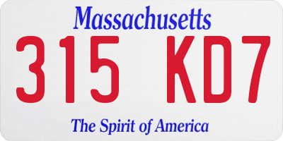 MA license plate 315KD7