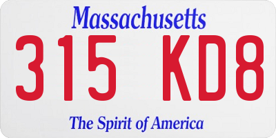 MA license plate 315KD8