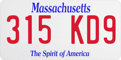 MA license plate 315KD9