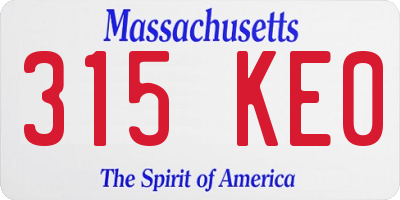 MA license plate 315KE0