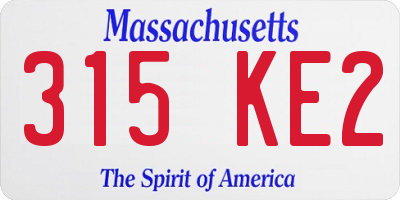 MA license plate 315KE2