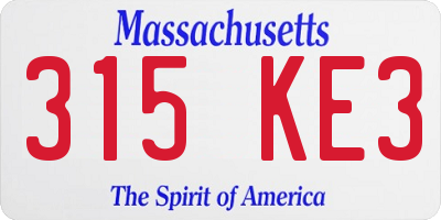 MA license plate 315KE3