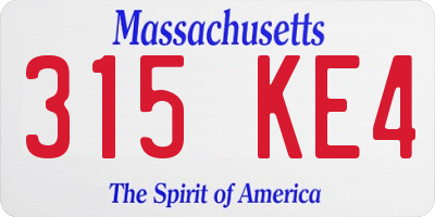 MA license plate 315KE4