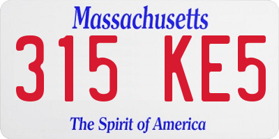 MA license plate 315KE5