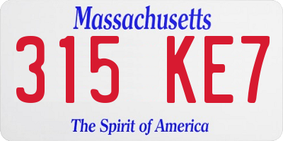 MA license plate 315KE7