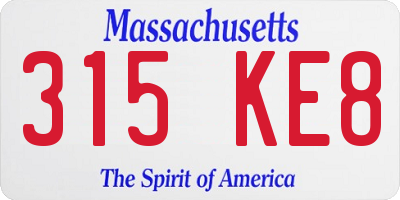 MA license plate 315KE8
