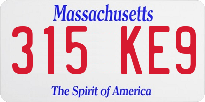 MA license plate 315KE9